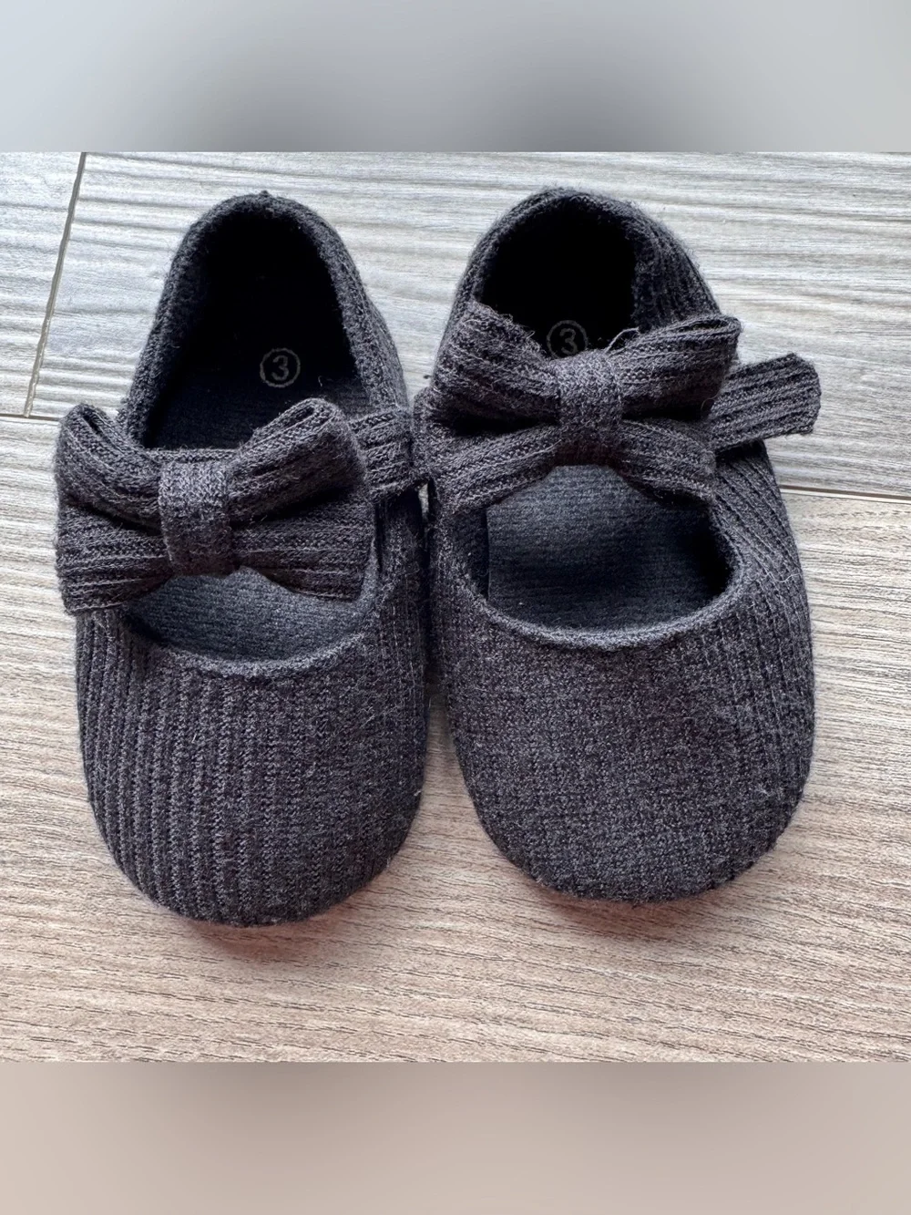 Girls Knit Bow Mary Jane Flats in Black